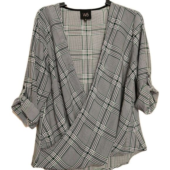 W5 Tops - W5 Top Size Medium Green Open Front Twist Roll Tab Sleeves Lightweight New